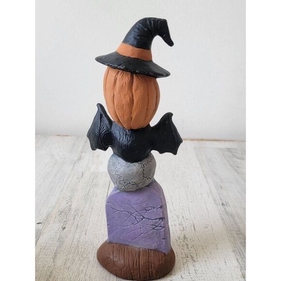 Pumpkin witch skull Tombstone totem pole Halloween figure - Picture 6 of 7